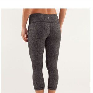 Lululemon Wunder Under Crop Herringbone Black / Black Sz 4
